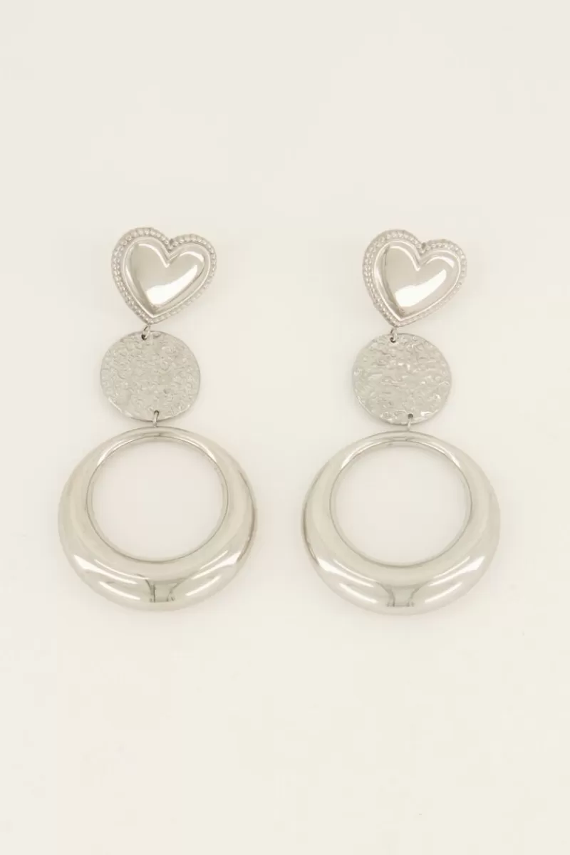 My Jewellery Boucles D’oreilles Tendance Double Ronds Et Cœur