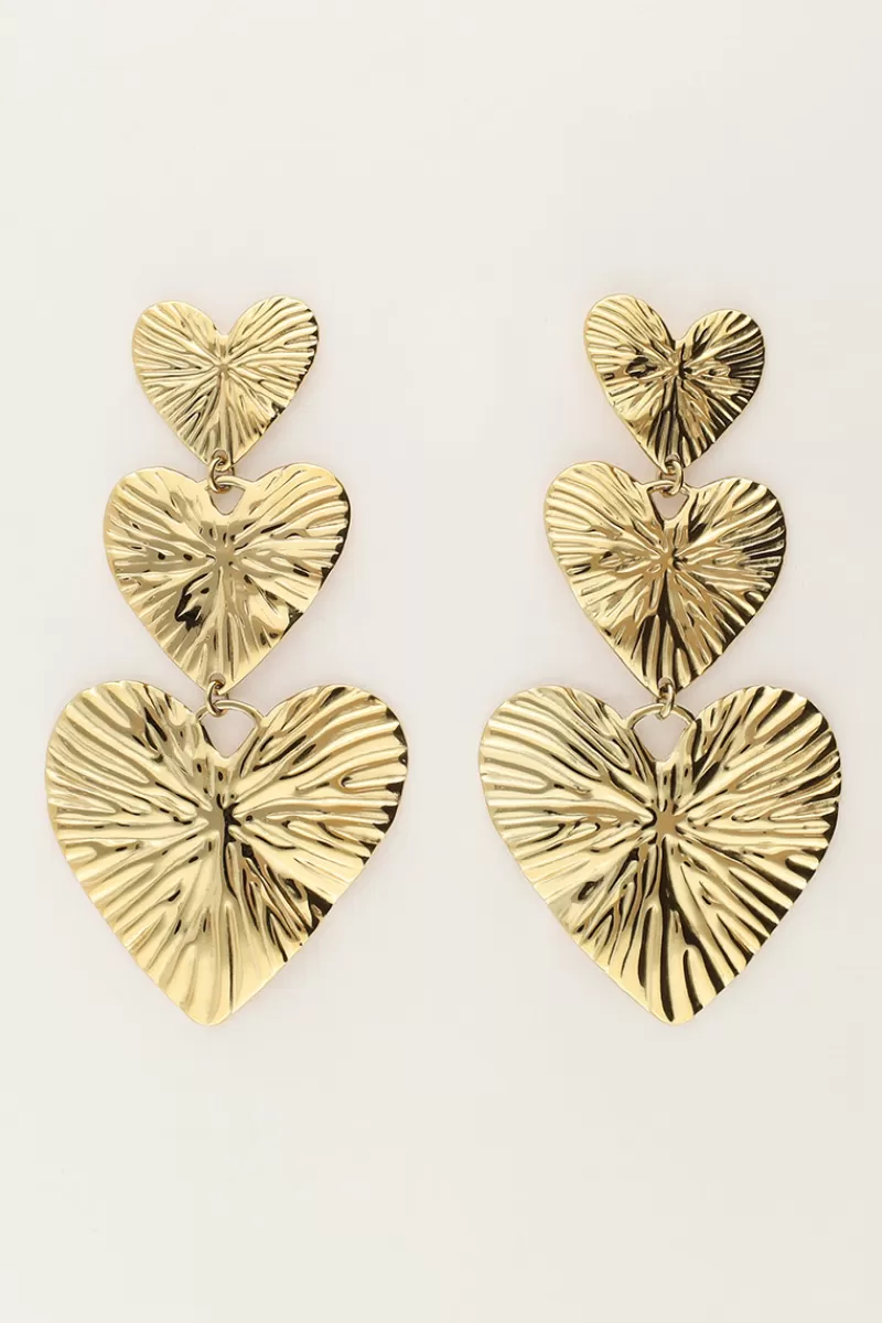 My Jewellery Boucles D'oreilles Trois Cœurs Martelés