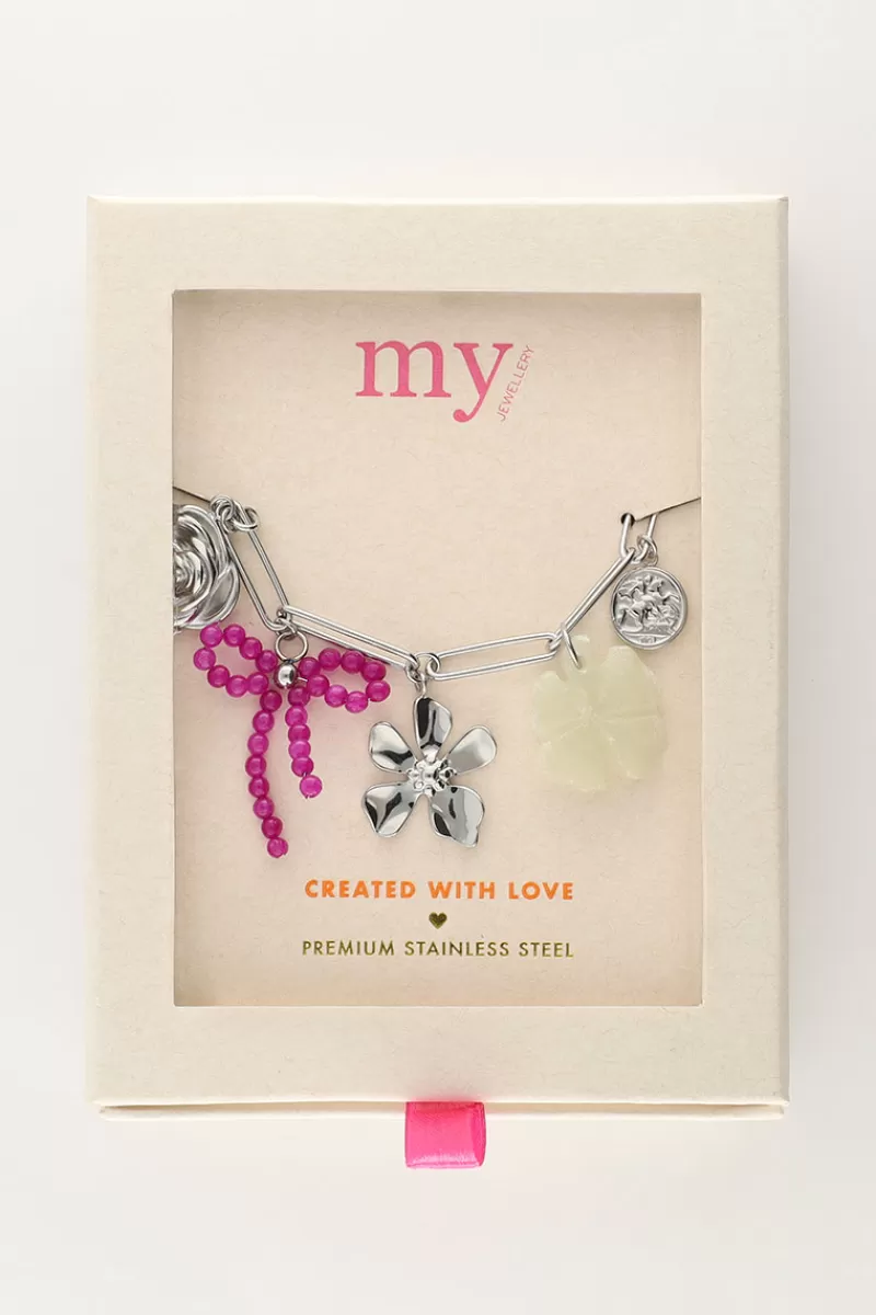 My Jewellery Bracelet à Charms Avec Liens Et Fleurs Multicolores