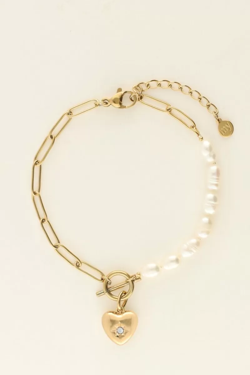 My Jewellery Bracelet Chaîne à Perles Et Pendentif Coeur