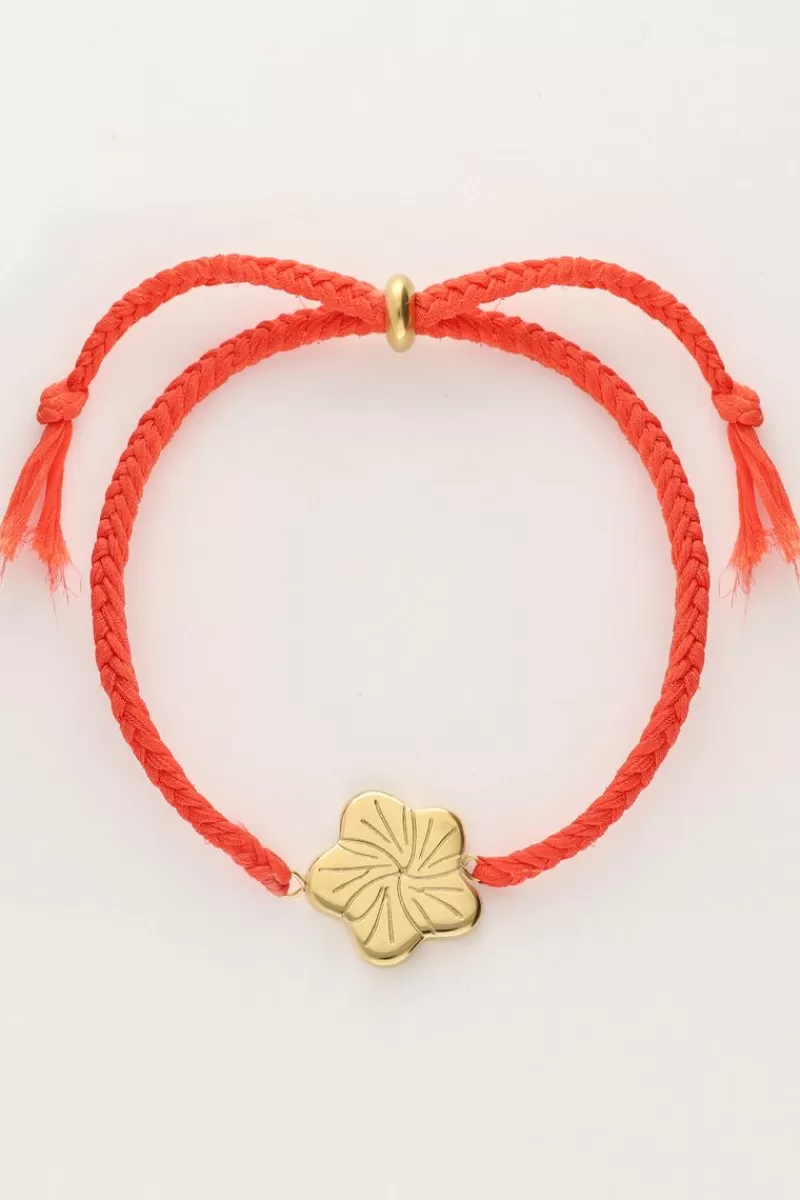 My Jewellery Bracelet Cordon Art Orange Avec Fleur