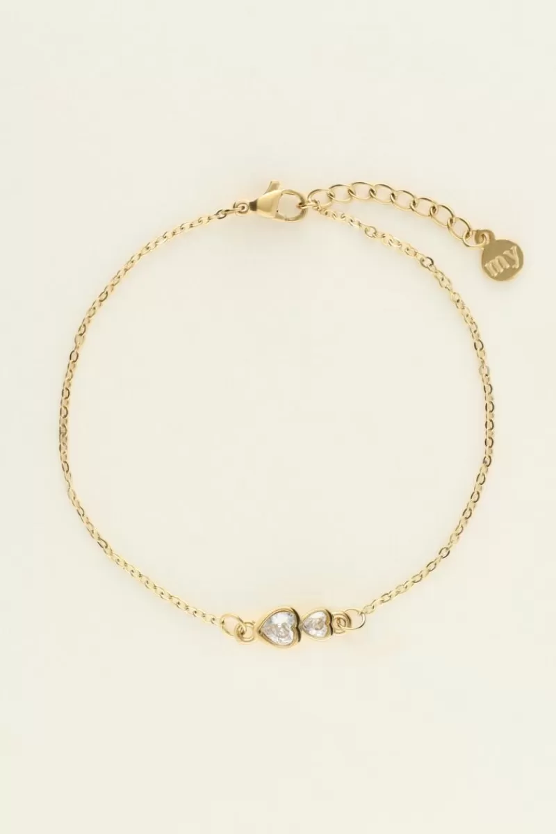My Jewellery Bracelet Double Cœur En Strass
