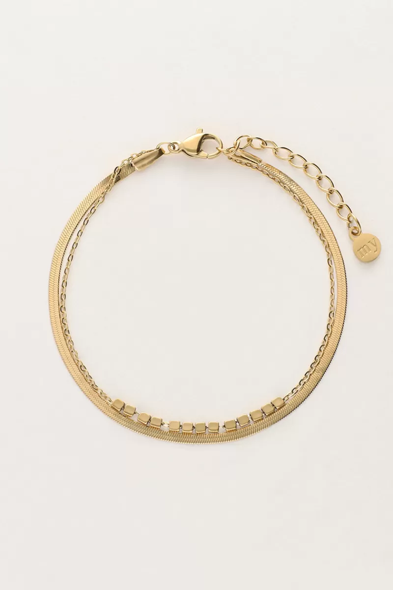 My Jewellery Bracelet Double Minimaliste Avec Carrés