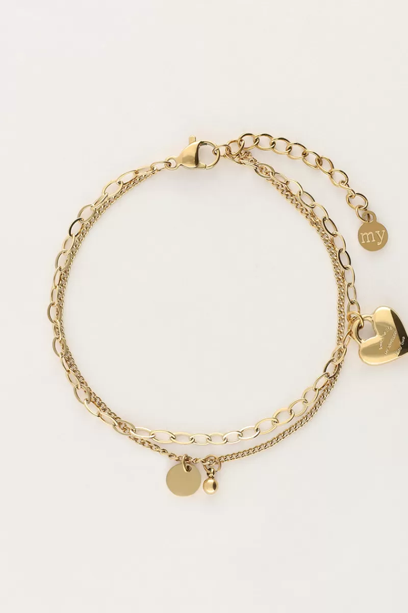 My Jewellery Bracelet Double Minimaliste Avec Charms Cœur