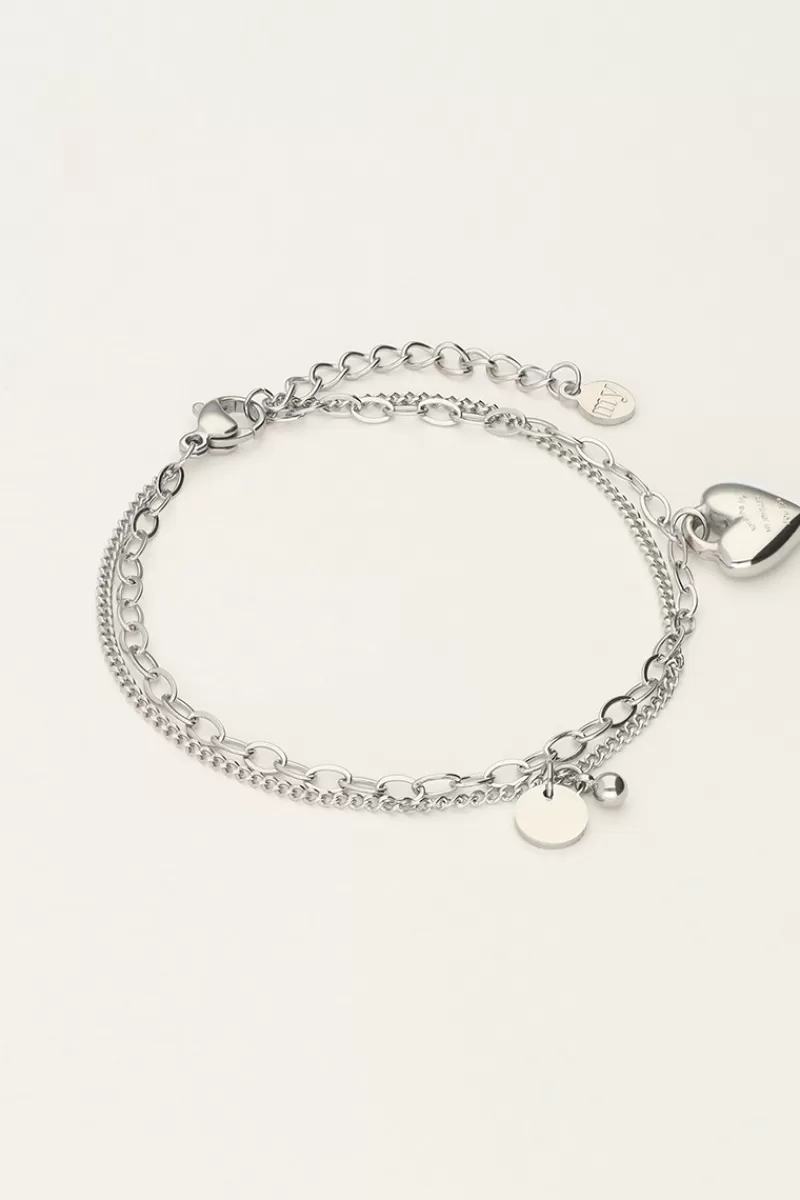 My Jewellery Bracelet Double Minimaliste Avec Charms Cœur