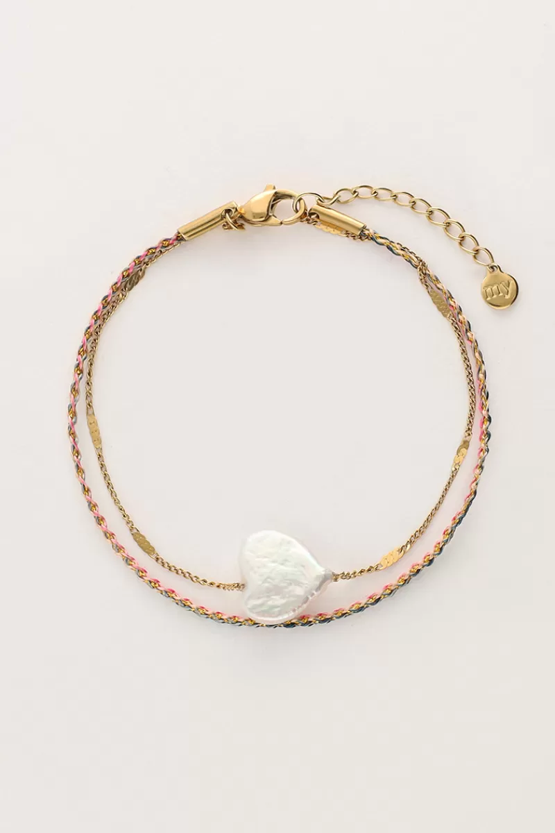 My Jewellery Bracelet Double Minimaliste Avec Cœur En Perles