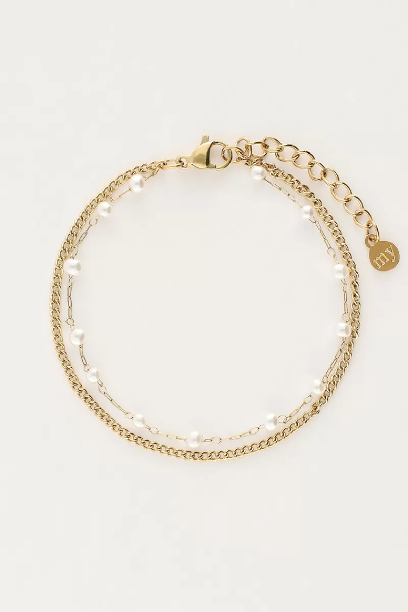 My Jewellery Bracelet Double Minimaliste Avec Des Perles