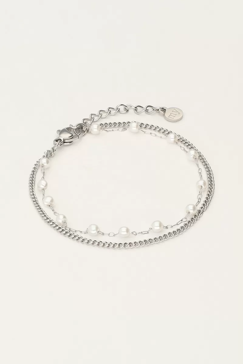 My Jewellery Bracelet Double Minimaliste Avec Des Perles