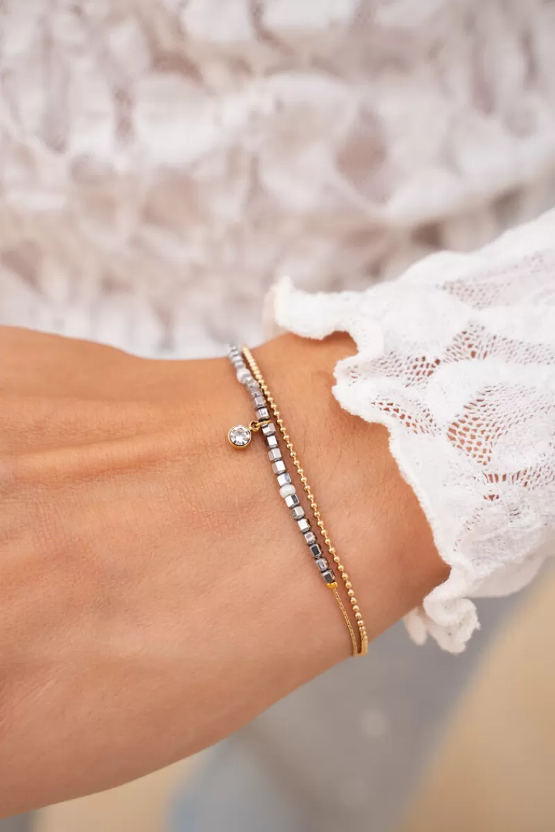 My Jewellery Bracelet Double Minimaliste Avec Perles Et Strass
