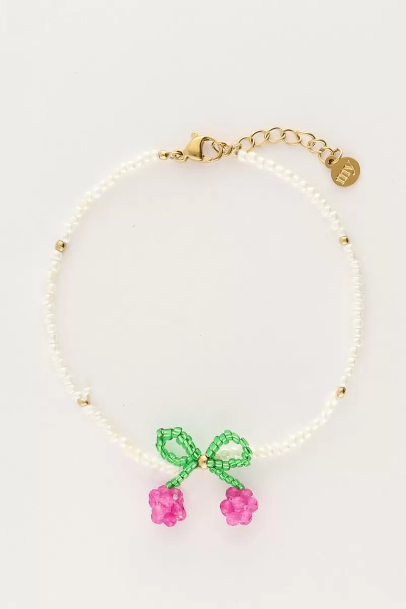 My Jewellery Bracelet En Perles Blanches Avec Cerise