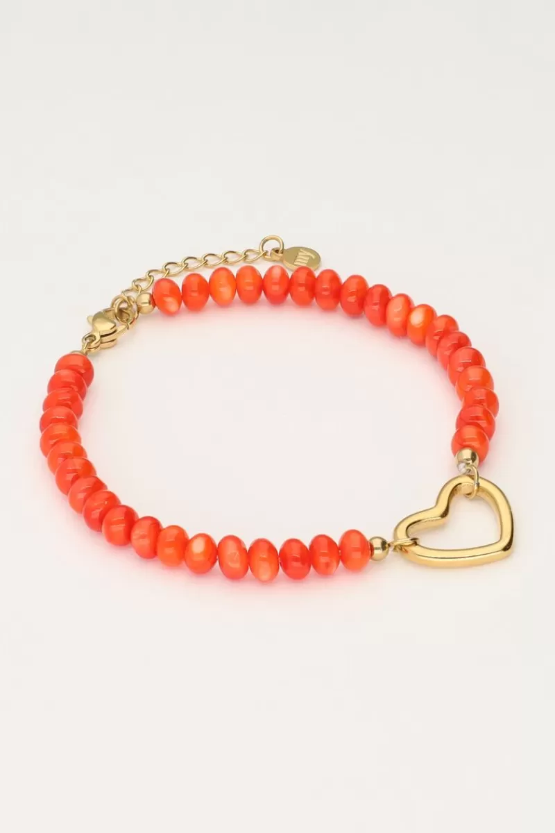 My Jewellery Bracelet En Perles Orange Avec Cœur
