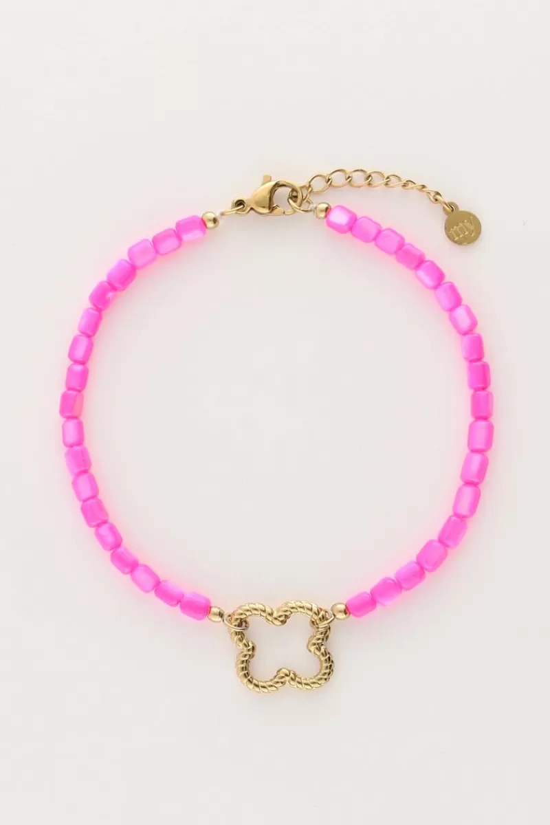 My Jewellery Bracelet En Perles Roses Avec Trèfle