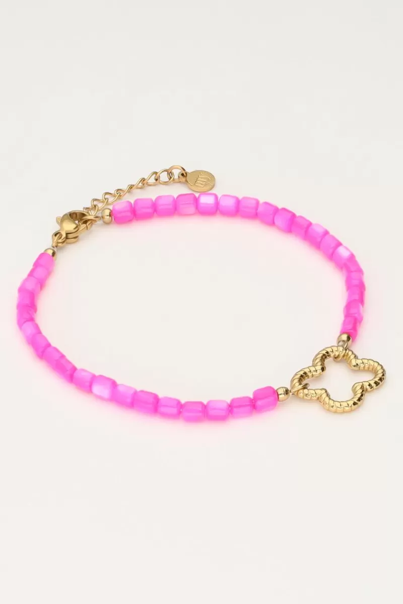 My Jewellery Bracelet En Perles Roses Avec Trèfle