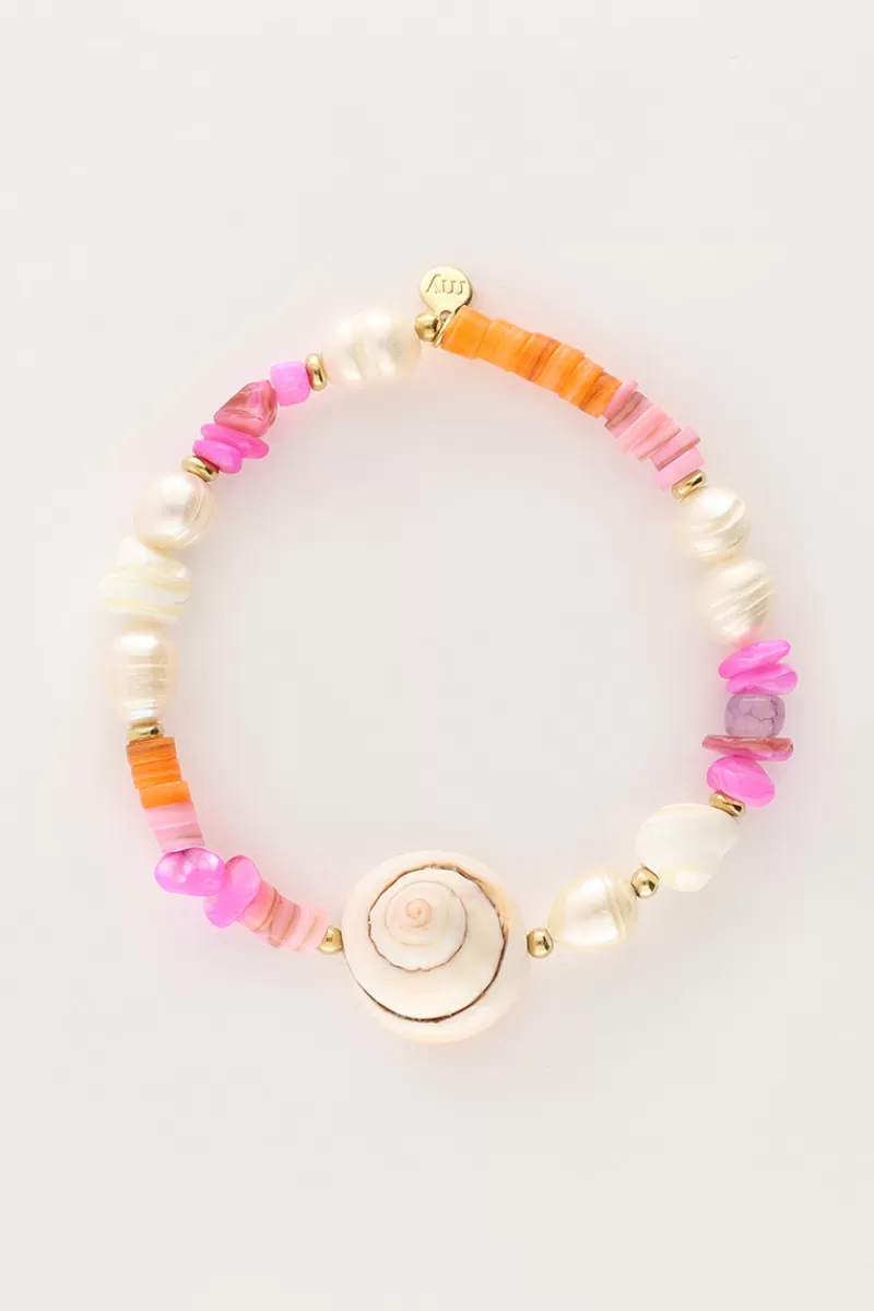 My Jewellery Bracelet En Perles Roses Et Coquillage