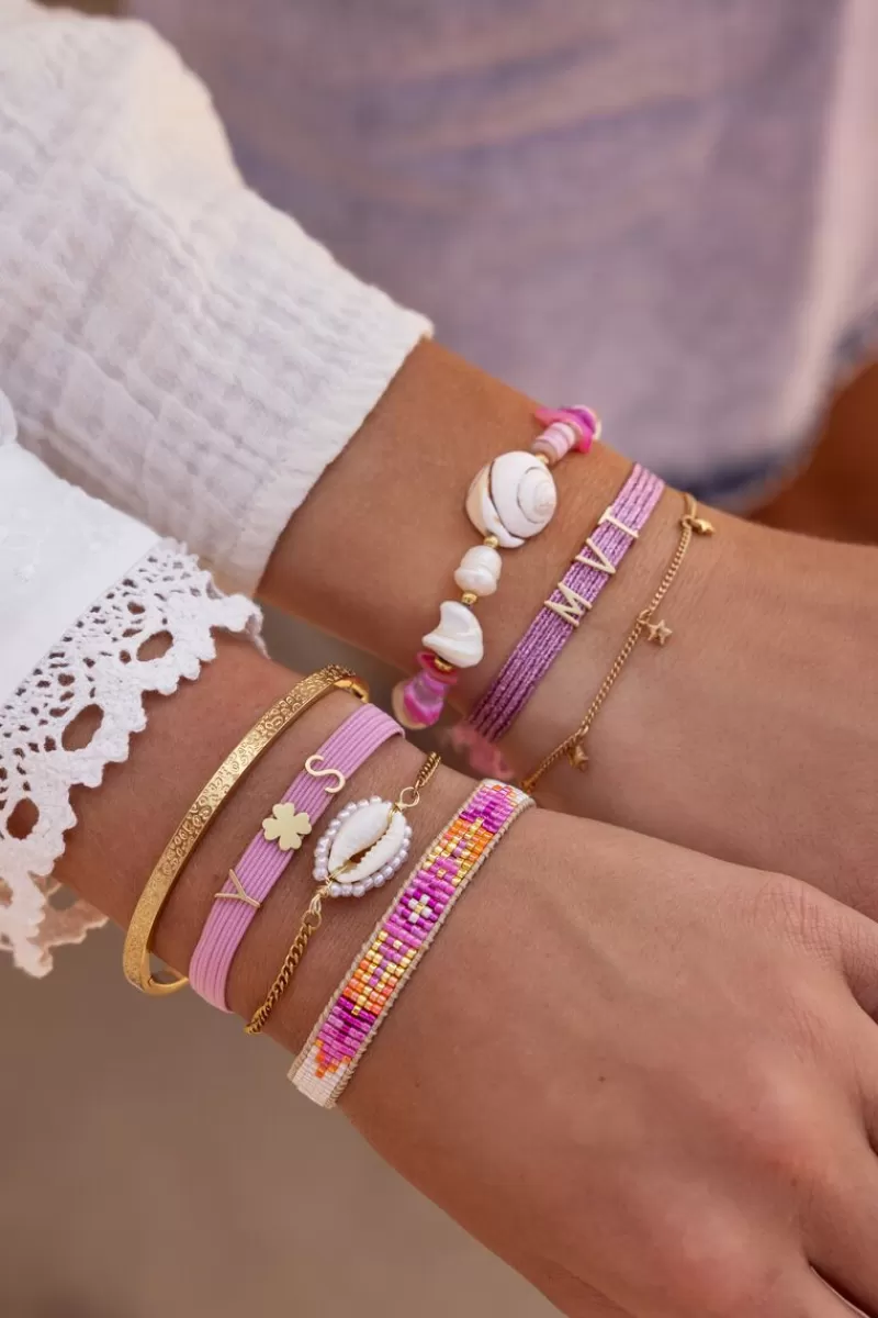 My Jewellery Bracelet En Perles Roses Et Coquillage