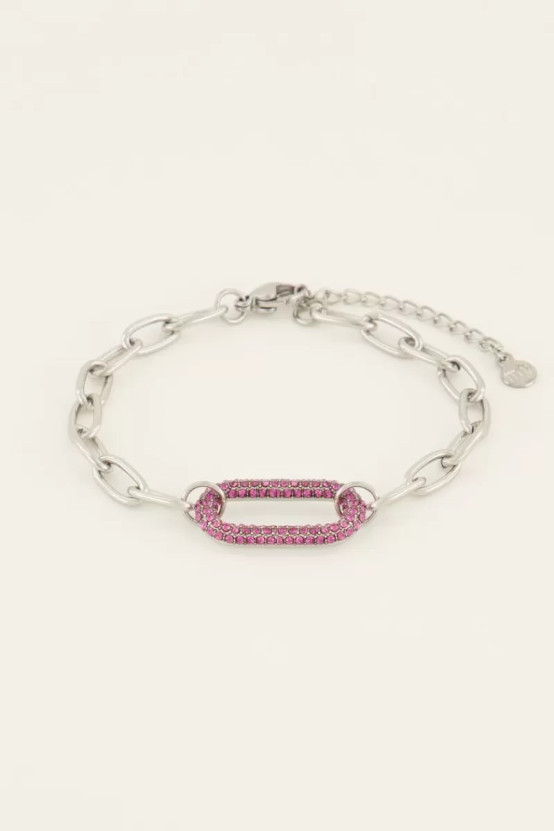 My Jewellery Bracelet Maille à Pendentif En Strass Rose