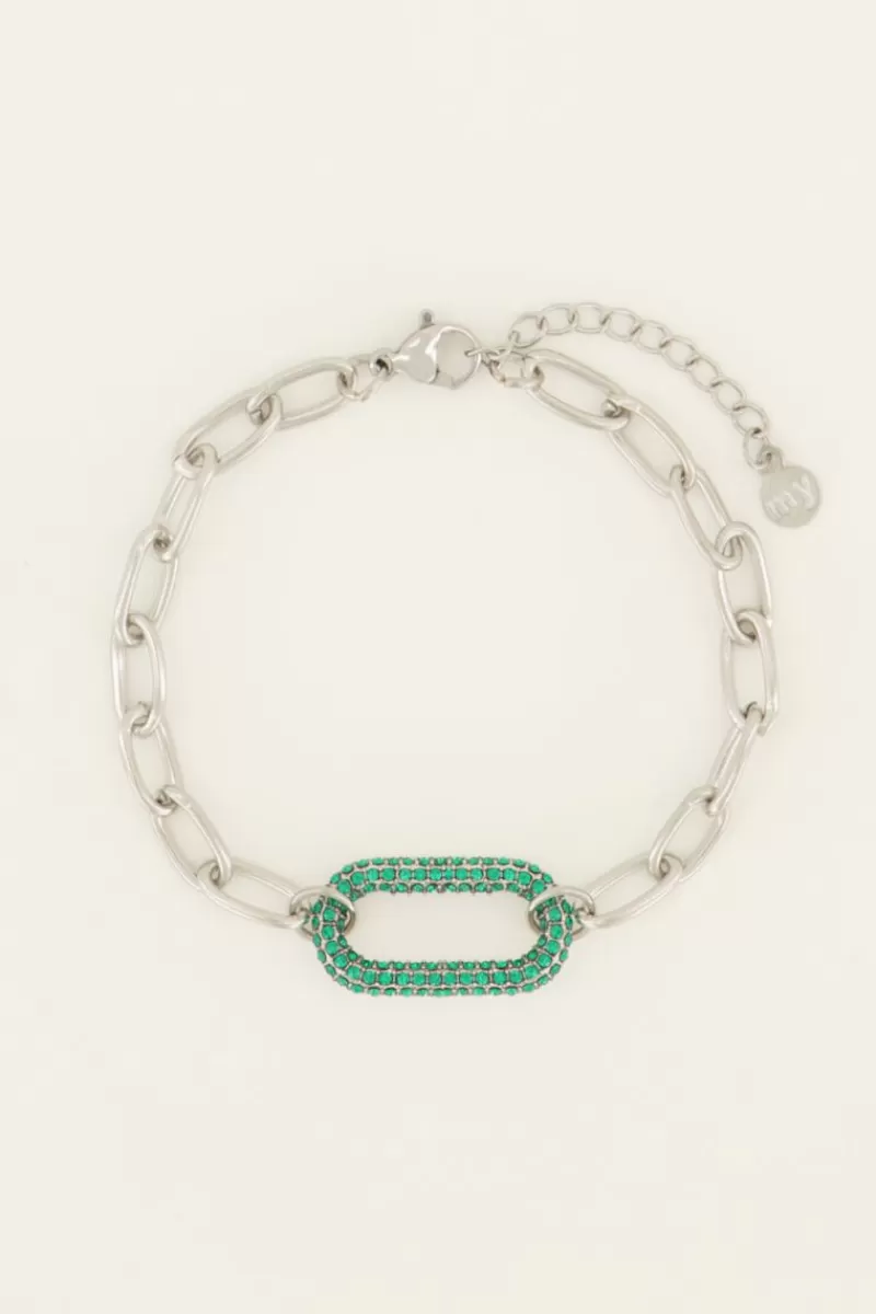 My Jewellery Bracelet Maille à Pendentif En Strass Vert
