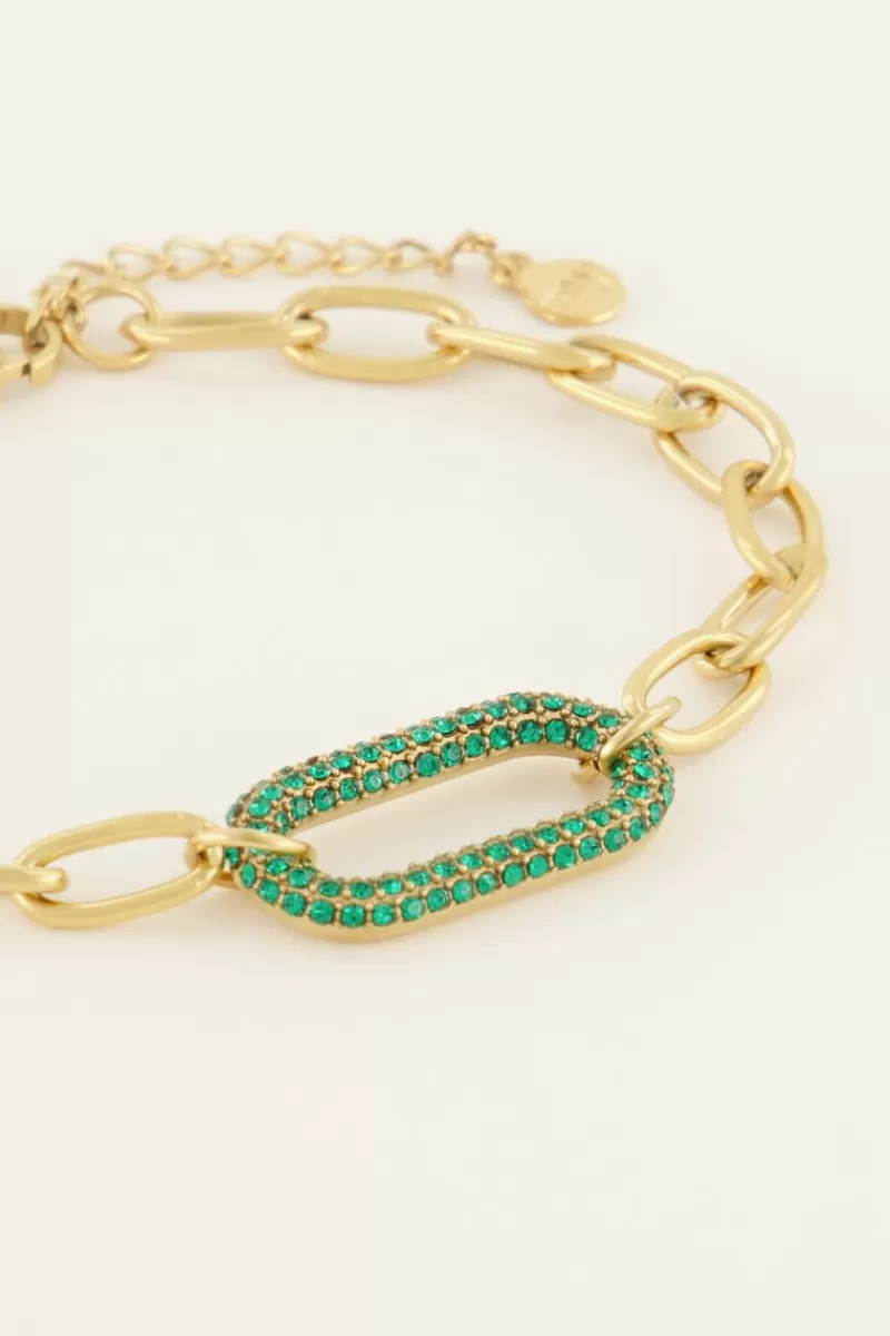 My Jewellery Bracelet Maille à Pendentif En Strass Vert