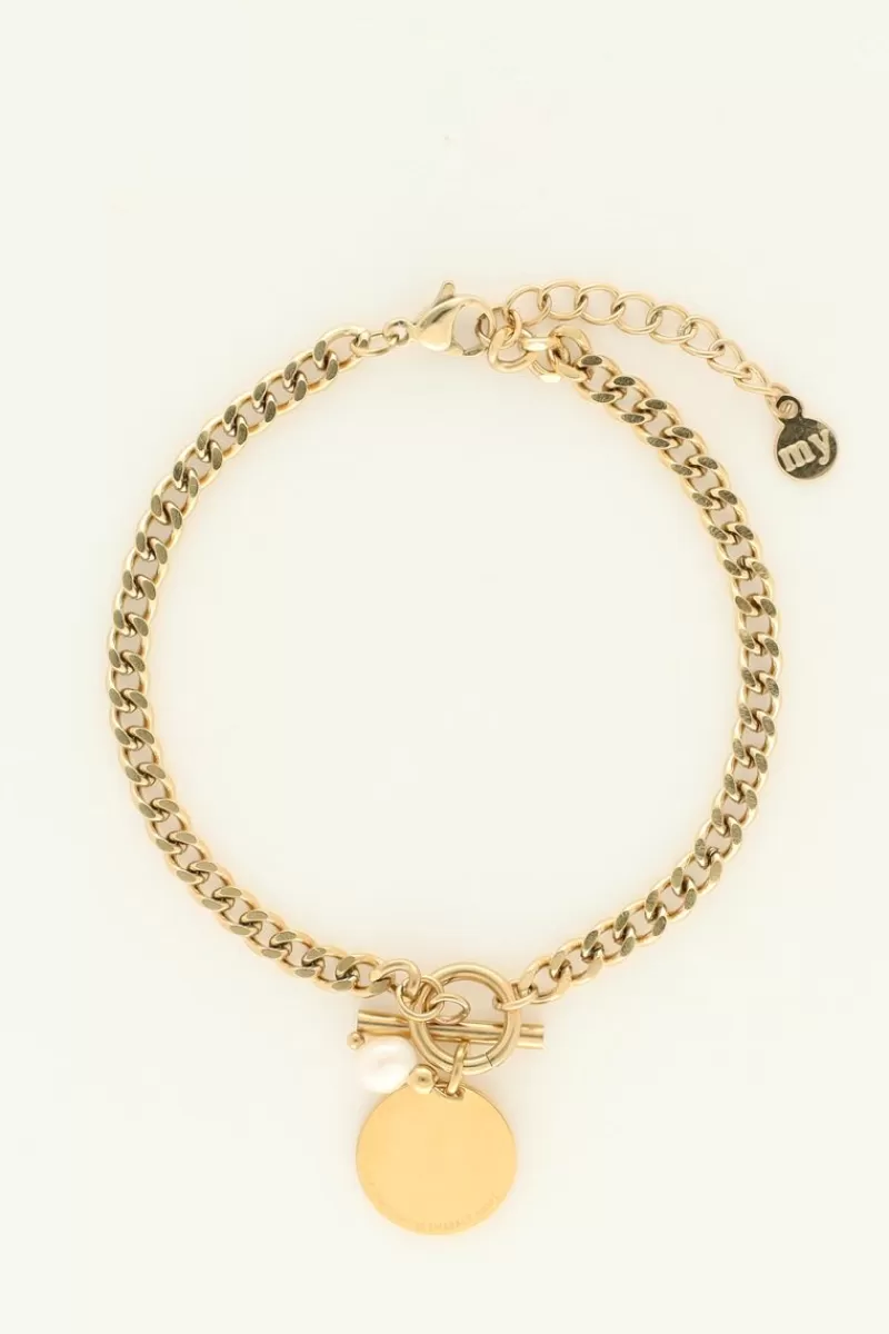 My Jewellery Bracelet Pendentif Perle & Médaillon