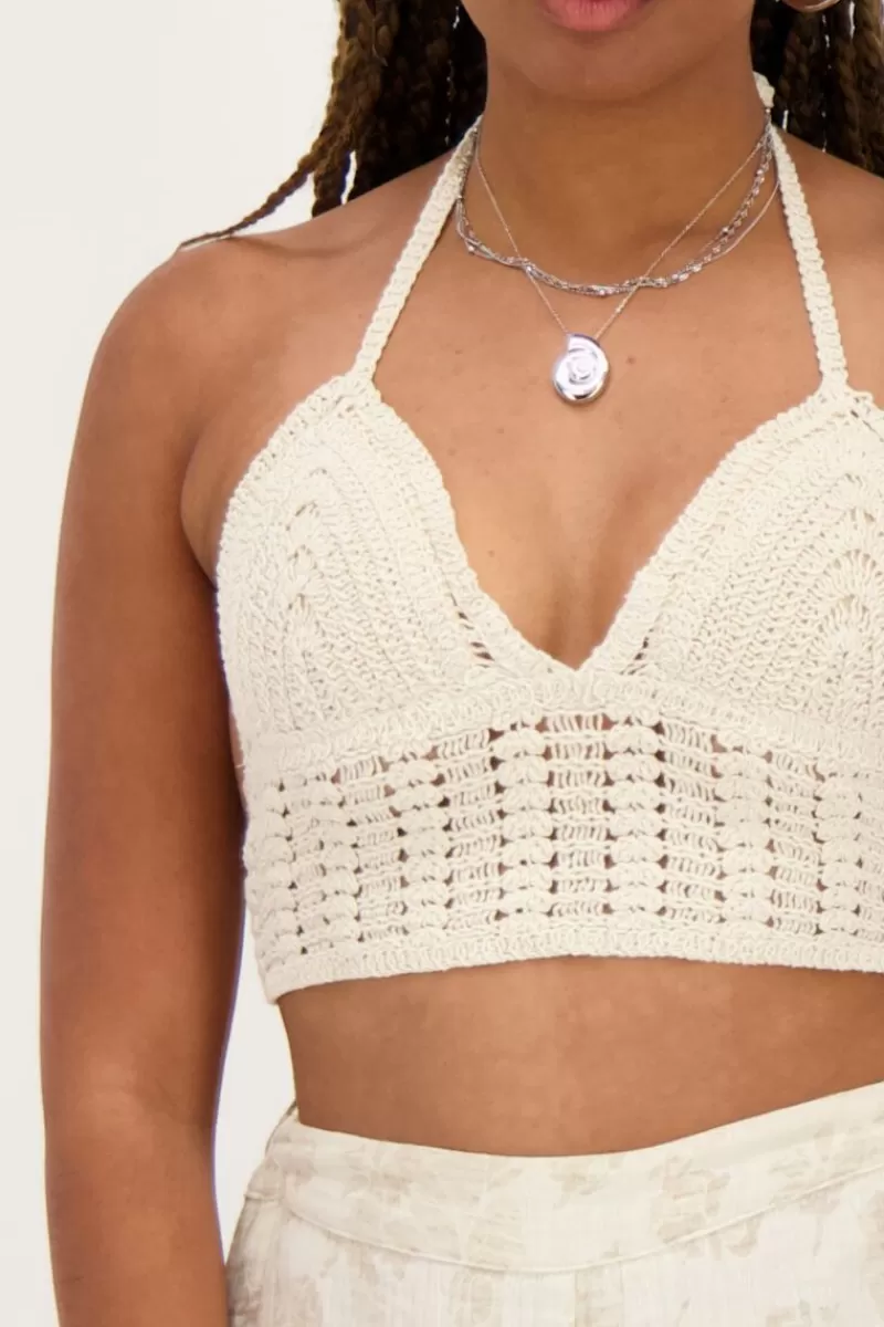 My Jewellery Bralette En Crochet Beige Avec Dos Ouvert