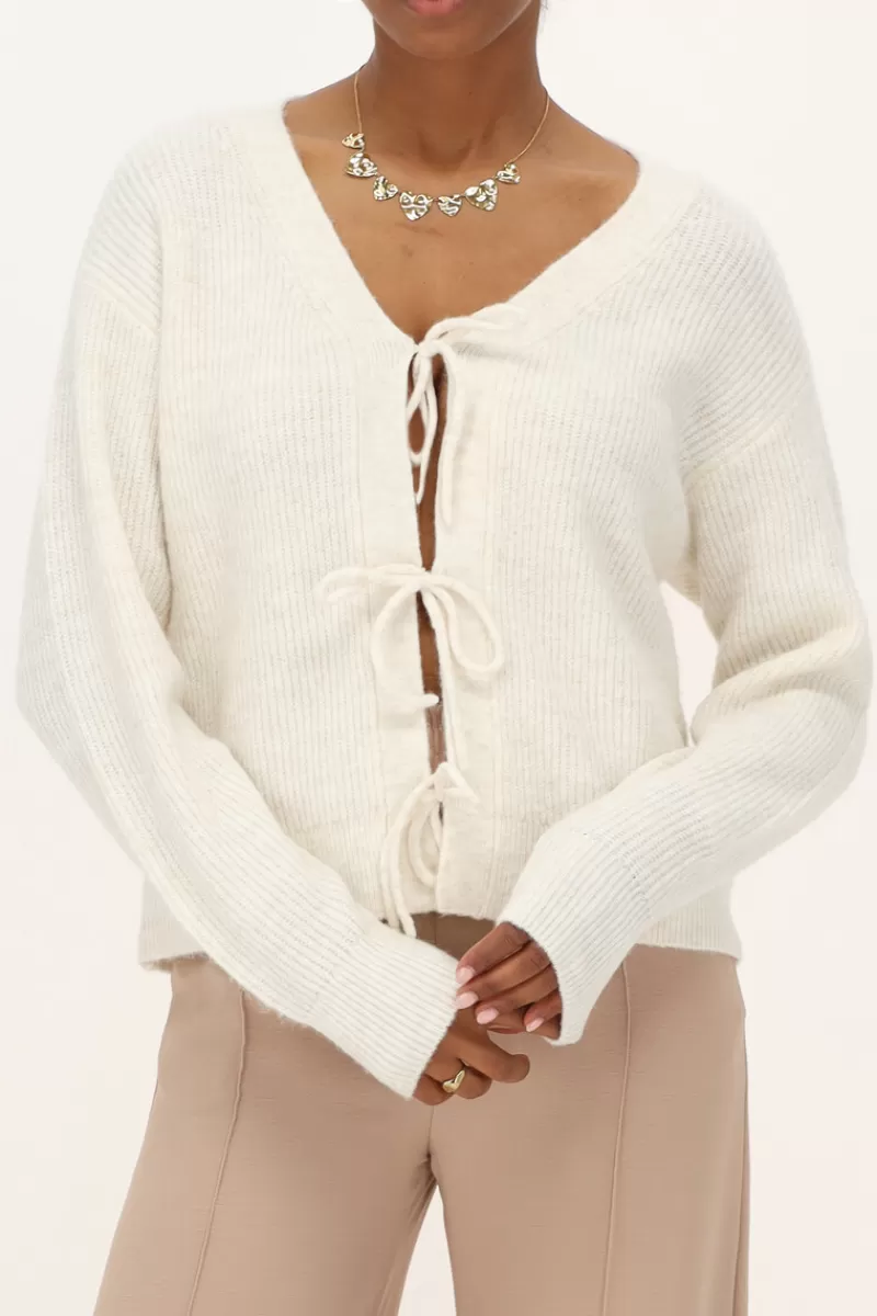 My Jewellery Cardigan Crème Avec Nœuds