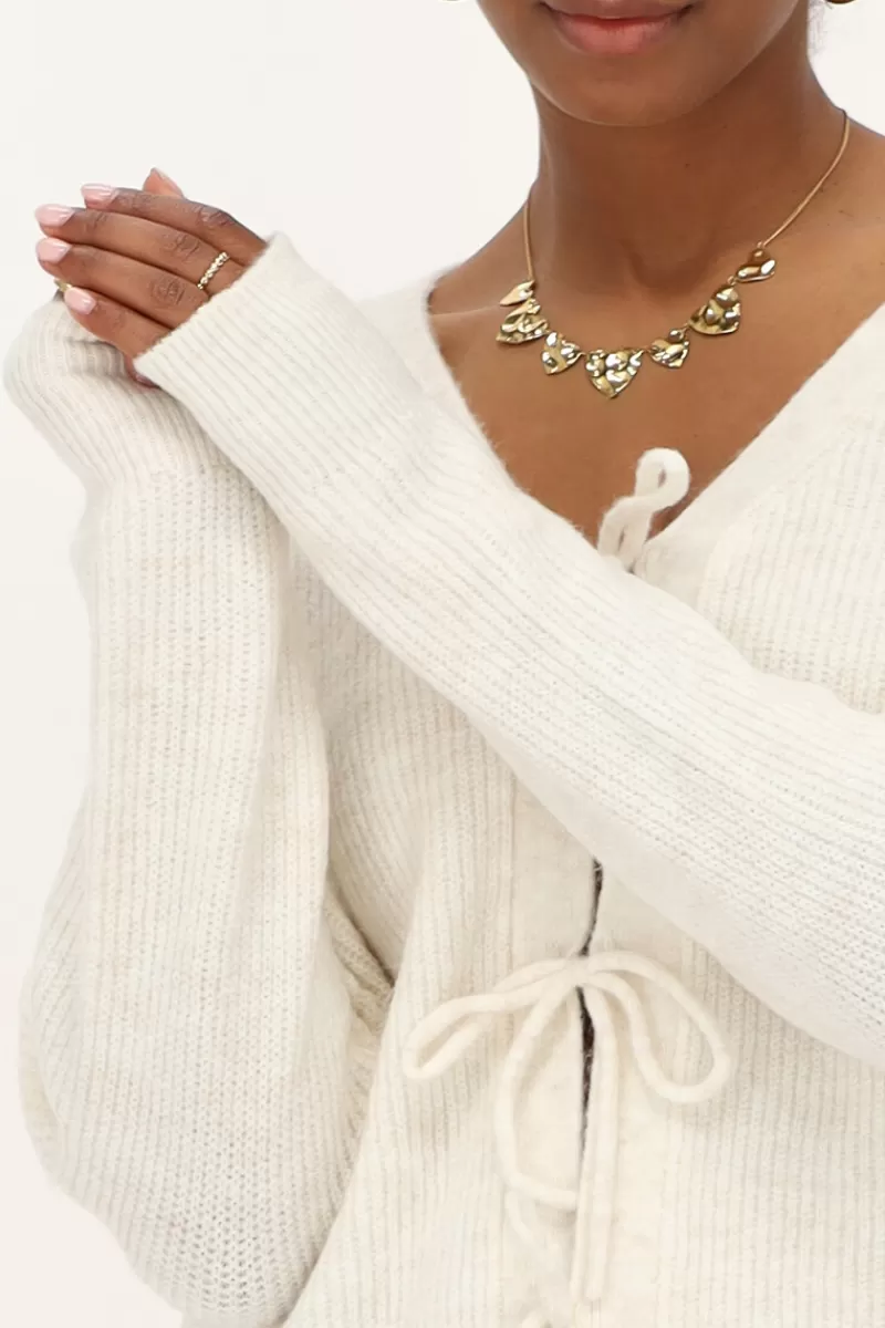 My Jewellery Cardigan Crème Avec Nœuds