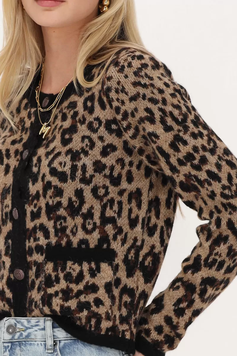 My Jewellery Cardigan Imprimé Léopard Avec Boutons Dorés