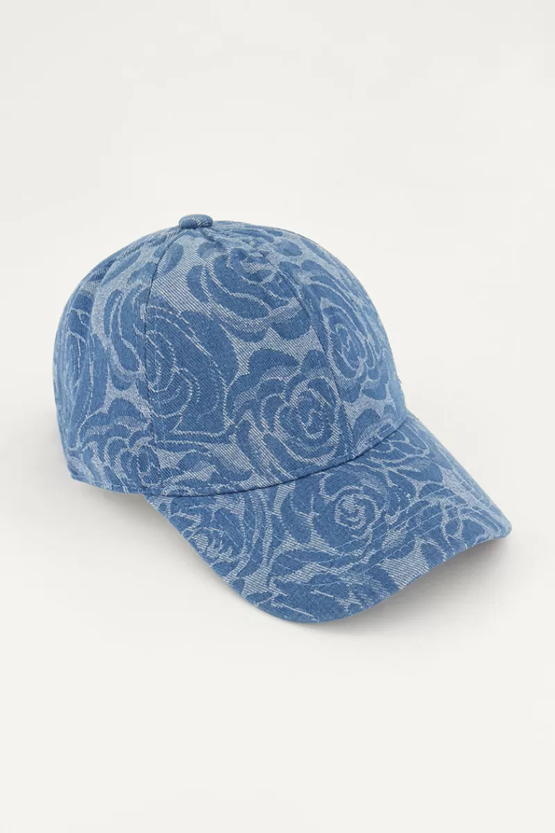 My Jewellery Casquette En Denim Bleu Avec Des Roses