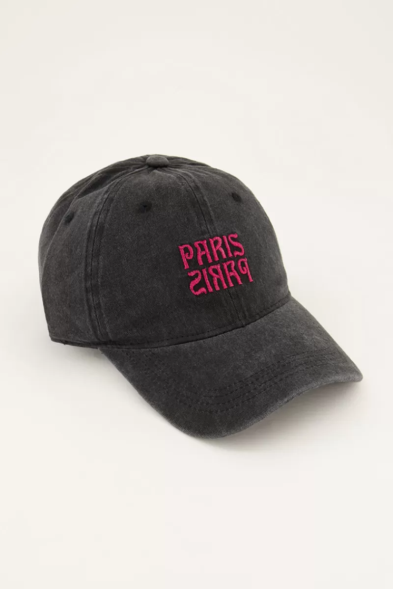 My Jewellery Casquette Grise Avec Paillettes Roses "Paris Paris"