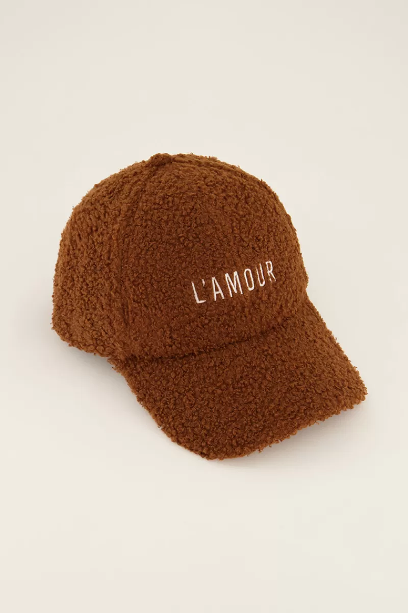My Jewellery Casquette Marron En Tissu Peluche L'amour