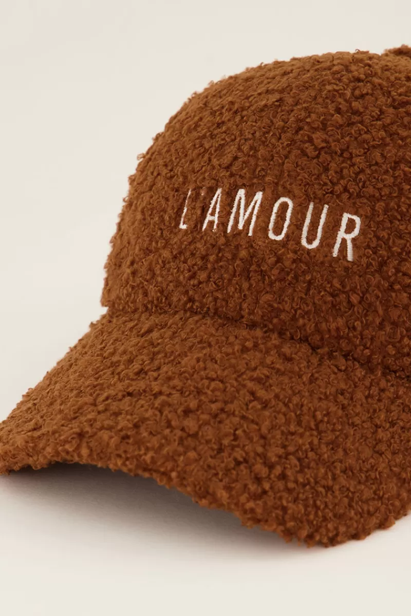My Jewellery Casquette Marron En Tissu Peluche L'amour
