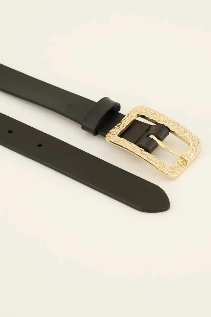 My Jewellery Ceinture Noire En Cuir à Boucle Dorée