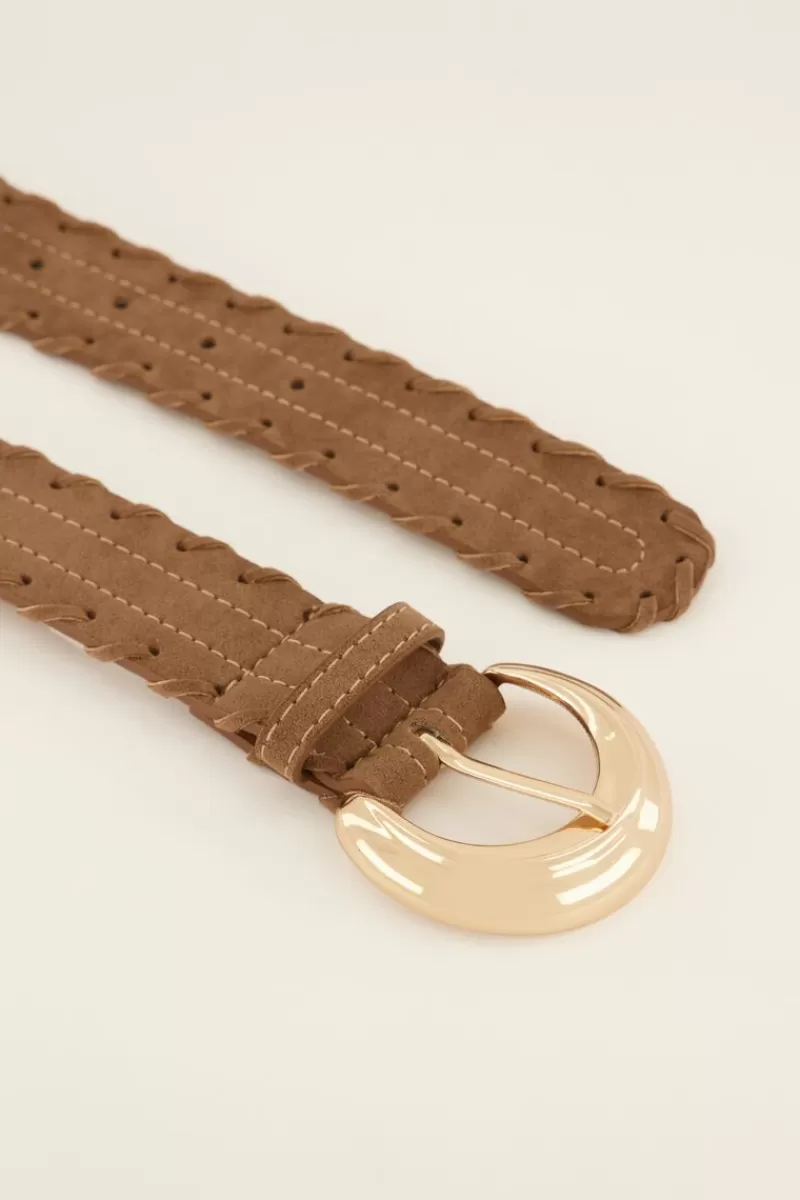 My Jewellery Ceinture Tressée En Simili Cuir Marron