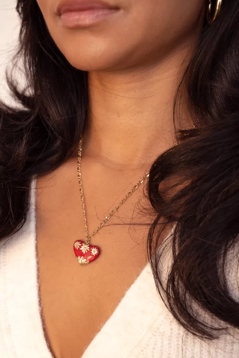 My Jewellery Chaîne à Maillons Art Avec Cœur Rouge Vintage
