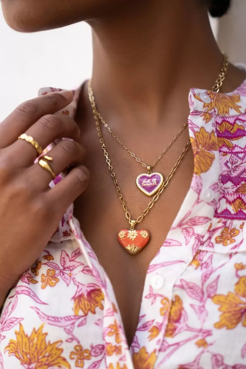 My Jewellery Chaîne à Maillons Art Avec Cœur Vintage Fuchsia