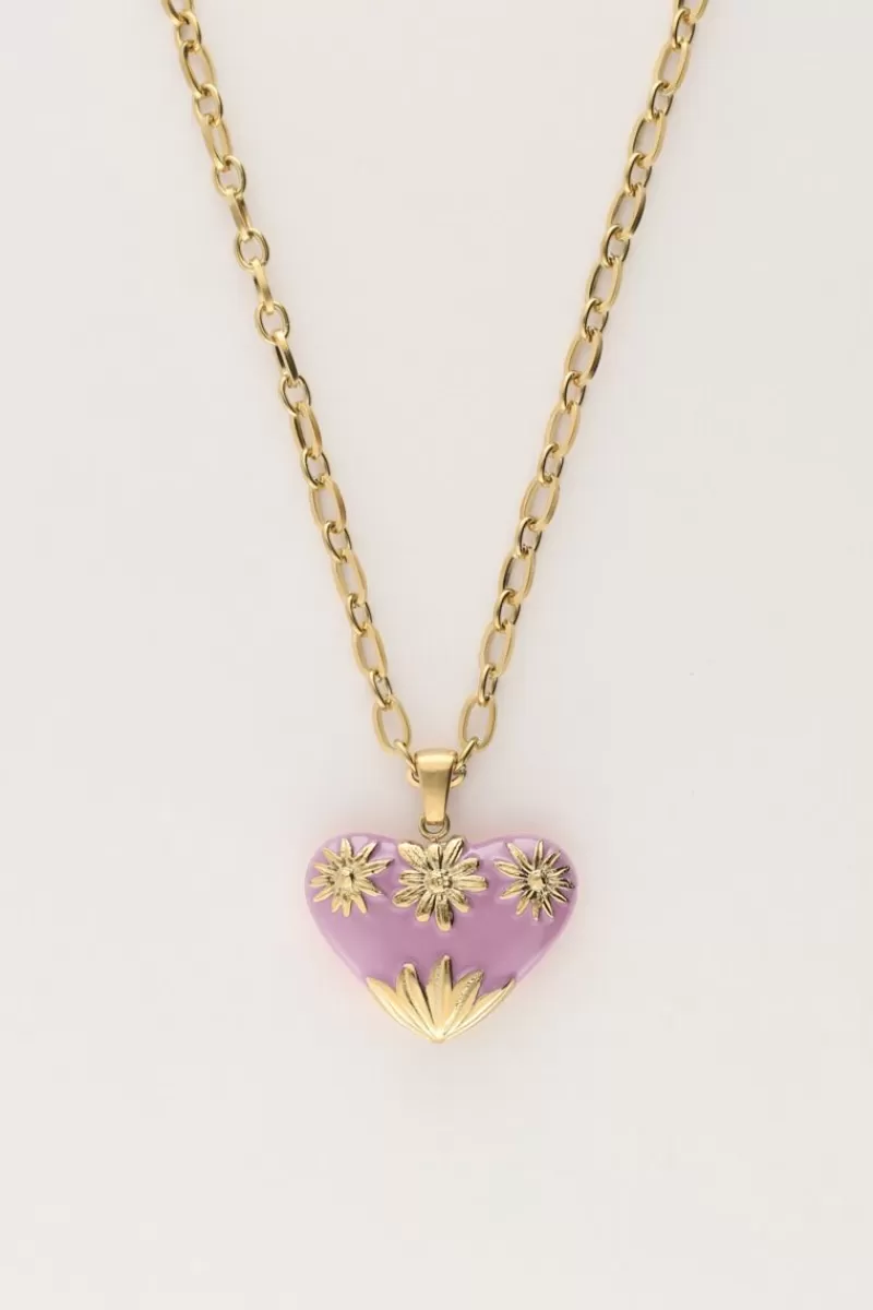 My Jewellery Chaîne à Maillons Art Vintage Avec Cœur Lilas