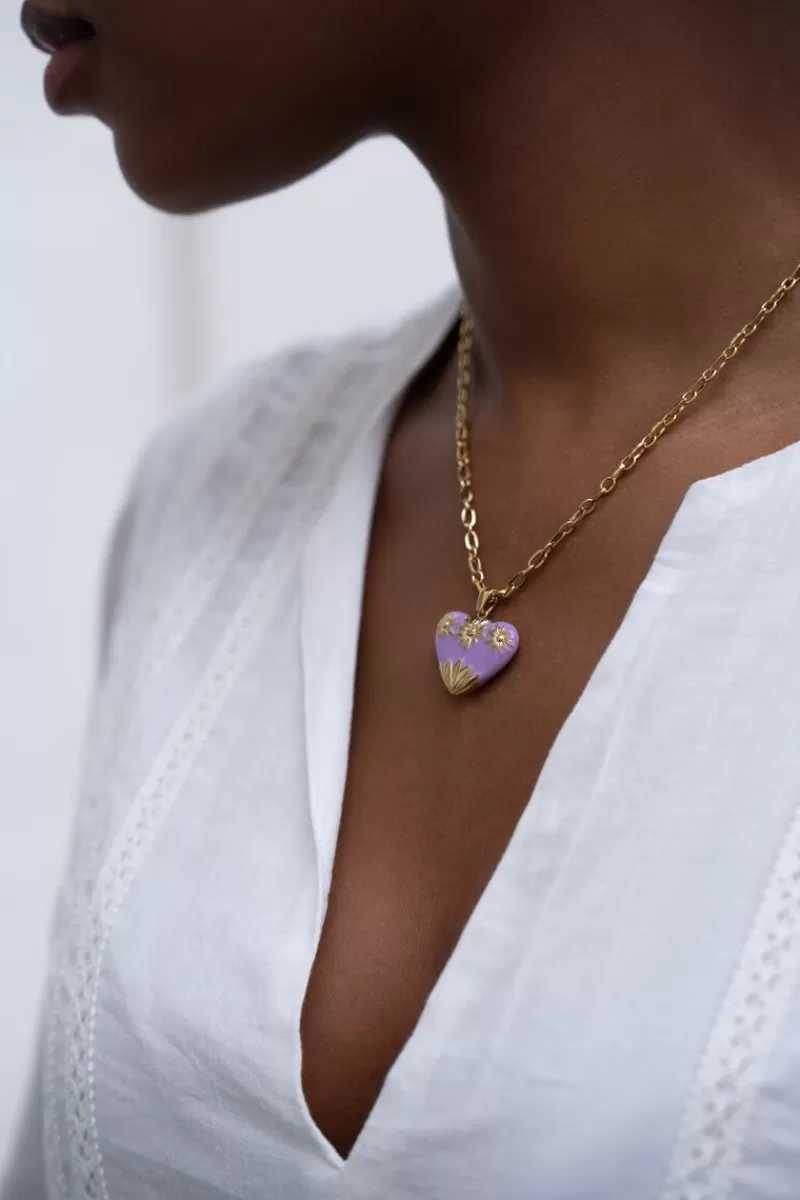 My Jewellery Chaîne à Maillons Art Vintage Avec Cœur Lilas