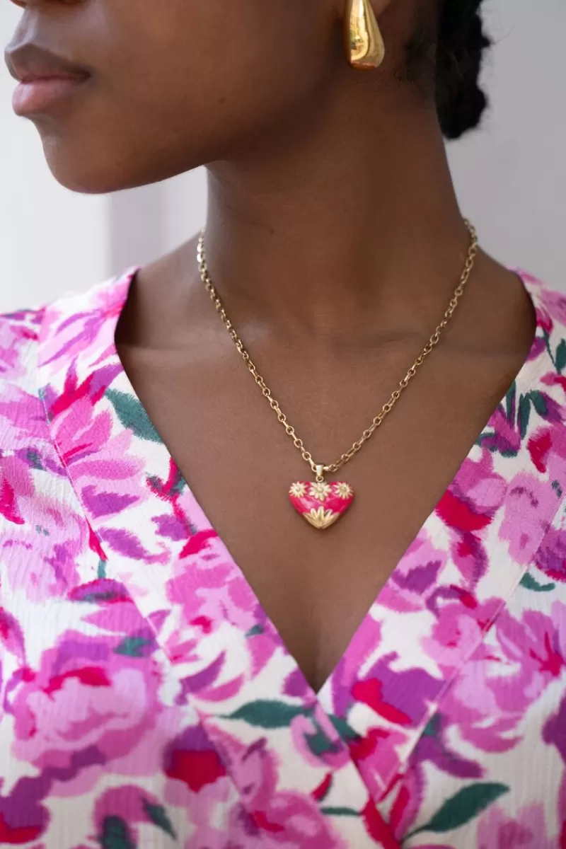 My Jewellery Chaîne à Maillons Art Vintage Avec Cœur Rose