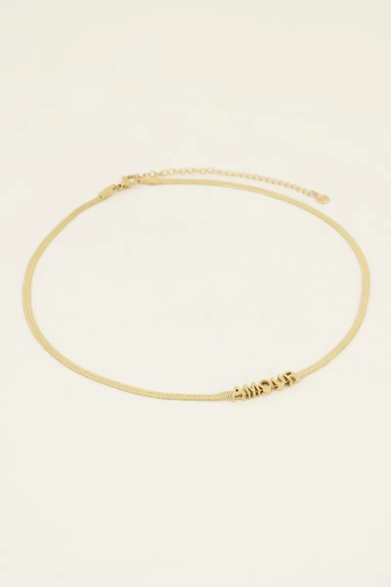 My Jewellery Chaîne à Maillons Plats Avec Texte "amour