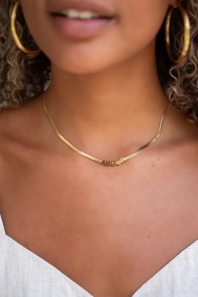 My Jewellery Chaîne à Maillons Plats Avec Texte "amour