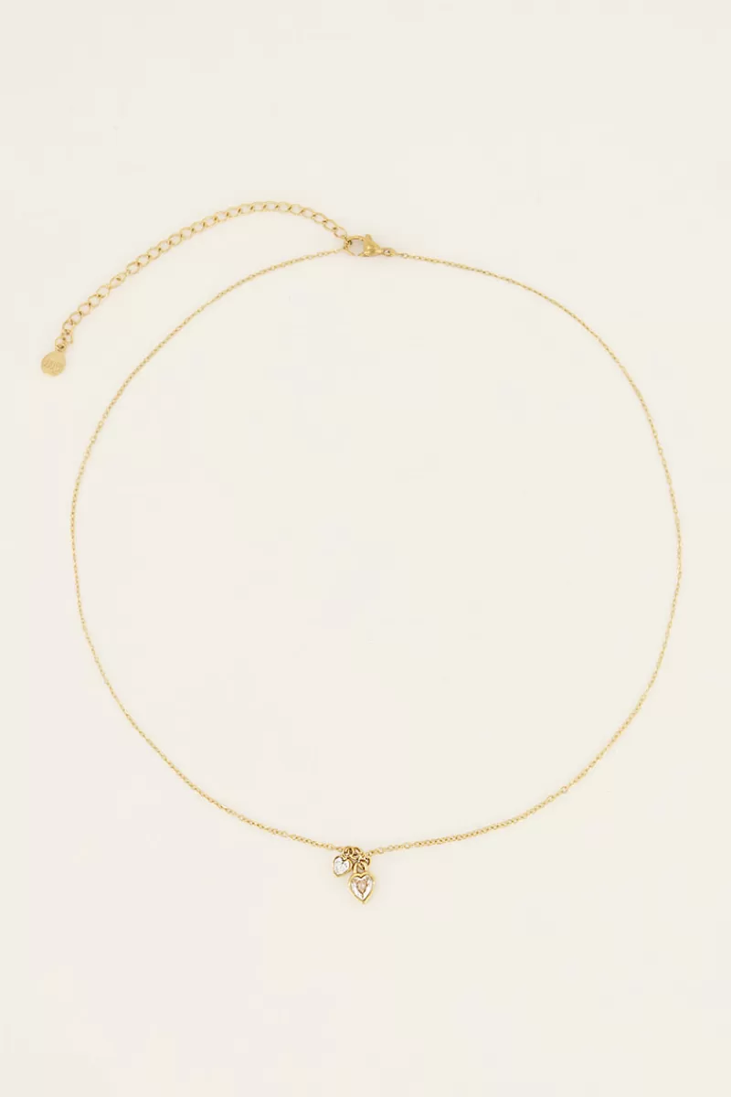 My Jewellery Chaîne Avec Deux Cœurs En Strass