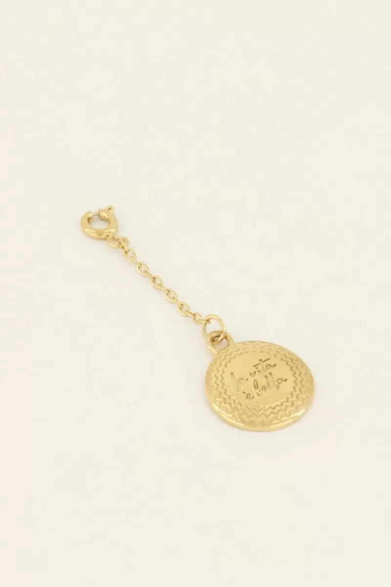 My Jewellery Charm Médaillon Doré "la Vita è Bella" Pour Bikini
