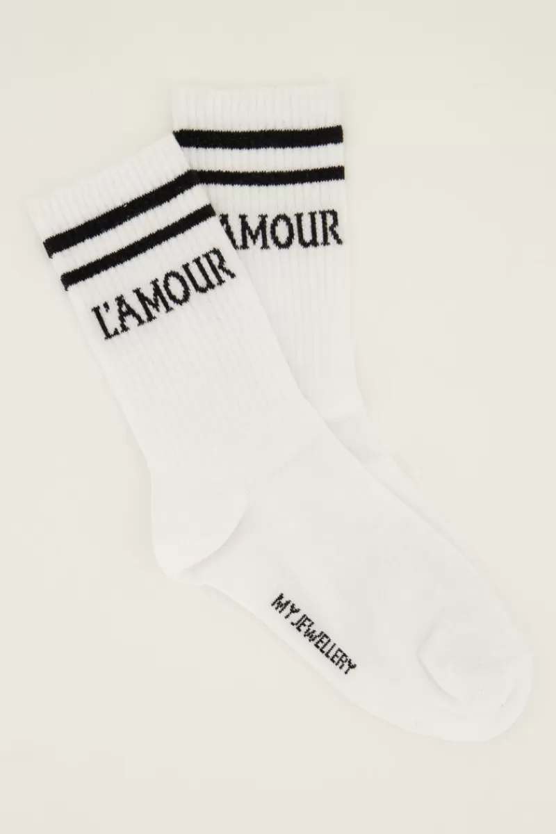 My Jewellery Chaussettes Blanches Sport Avec L'amour Noir