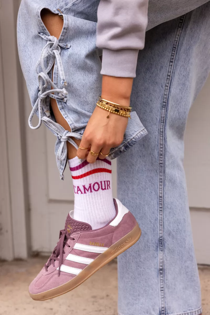 My Jewellery Chaussettes Blanches Sport Avec L'amour Rose