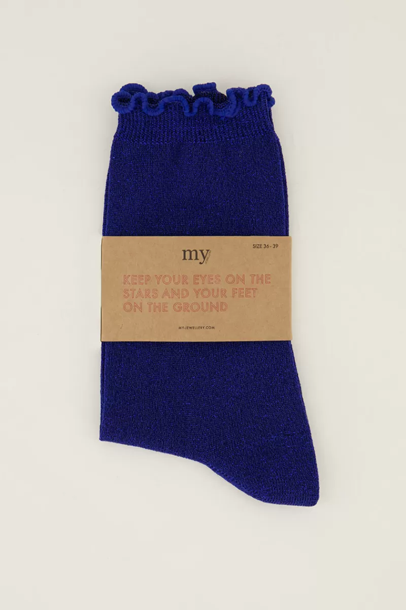 My Jewellery Chaussettes Bleues Foncées Avec Lurex Et Volants