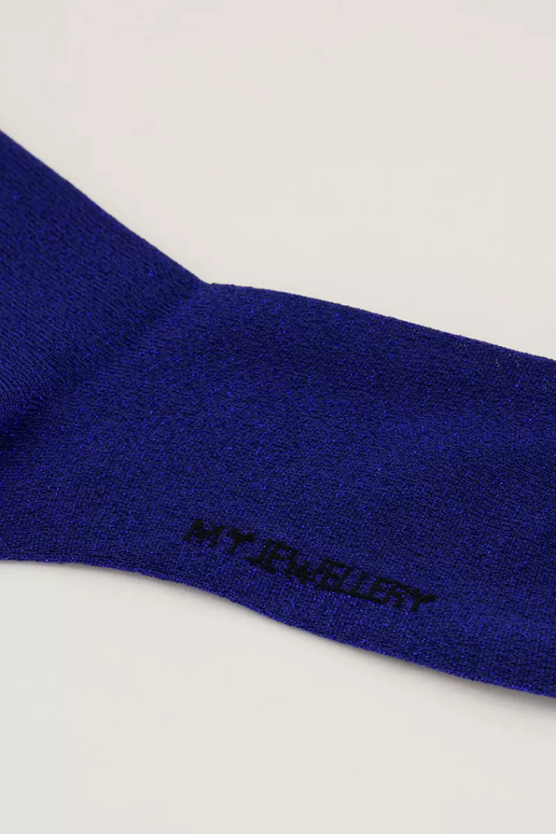 My Jewellery Chaussettes Bleues Foncées Avec Lurex Et Volants