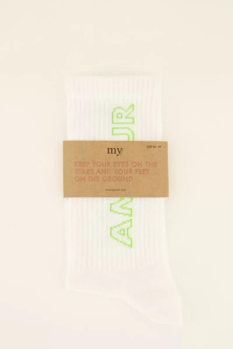 My Jewellery Chaussettes De Sport Vertes Amour
