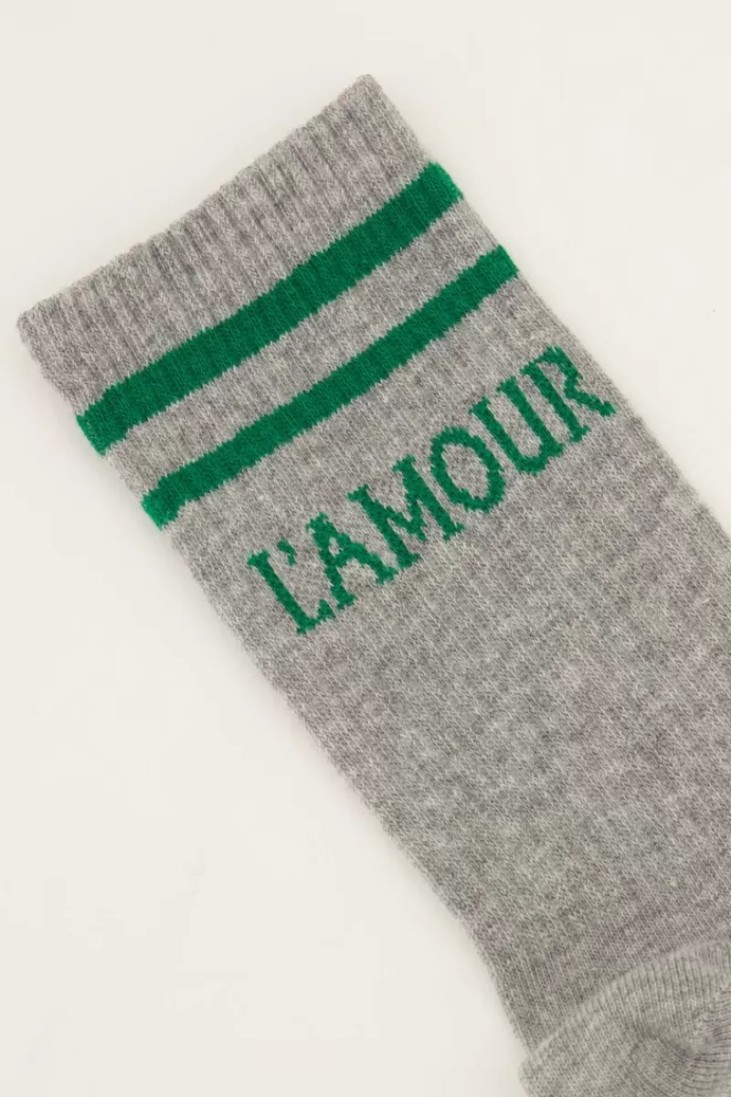 My Jewellery Chaussettes Grises Sport Avec L'amour Vert