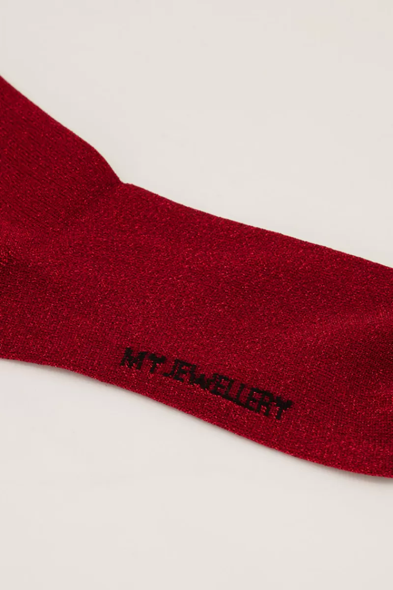 My Jewellery Chaussettes Rouges Avec Lurex Et Volants