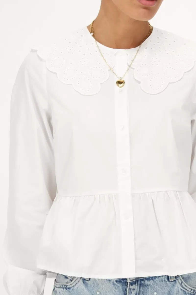 My Jewellery Chemise Blanche à Col Volant Et Broderie